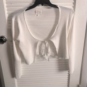 Open tie White Cardigan crop top